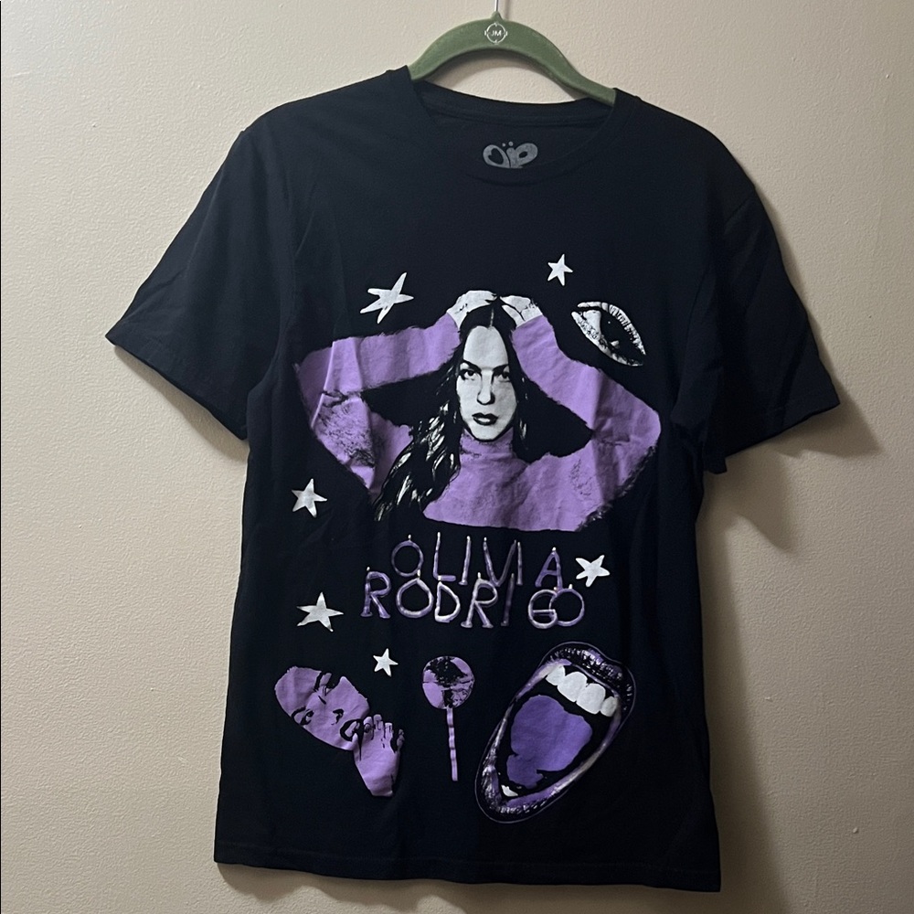 Olivia Rodrigo-Black and Purple Graphic T-Shirt-like new